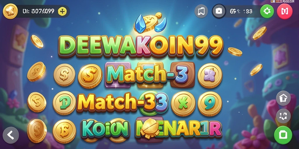 Screenshot gameplay DEWAKOIN99 menampilkan aksi mencocokkan koin yang seru.