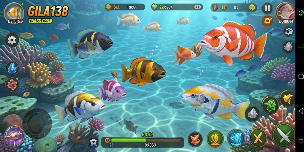Tampilan screenshot GILA138 menampilkan aksi seru dalam menembak ikan.