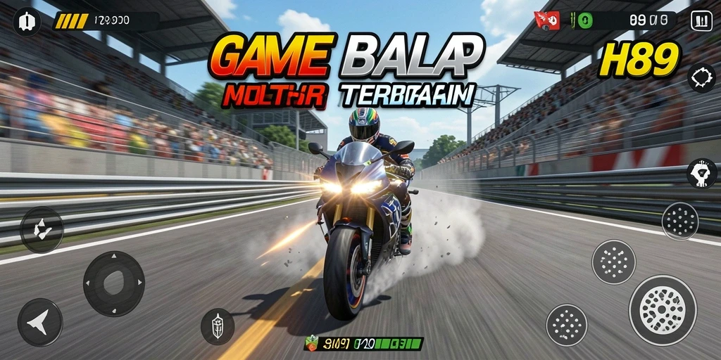 Tangkapan layar H89 menunjukkan aksi balap motor yang mendebarkan di lintasan.