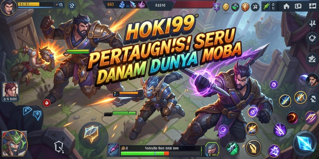 Tampilan menarik dari gameplay MOBA HOKI99 dengan karakter beragam.