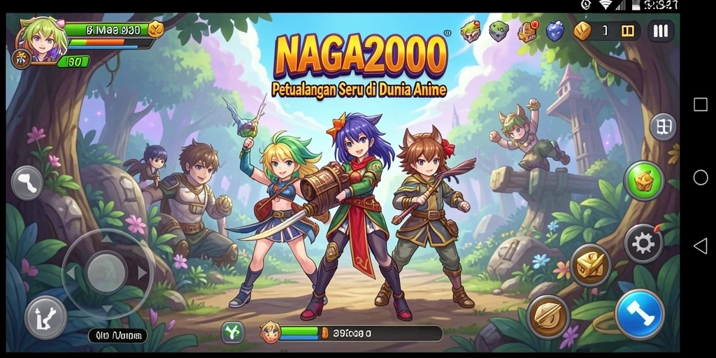 Tampilan gameplay NAGA2000 menampilkan pertarungan seru di dunia anime.