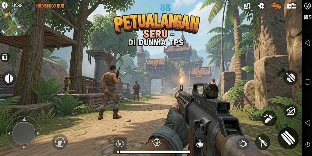 Tangkapan layar game RK88 menampilkan pertempuran seru di dunia TPS.