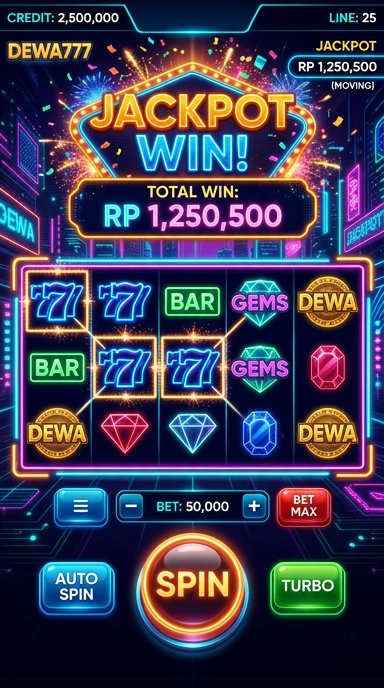 Tampilan utama aplikasi dewa777 dengan menu navigasi yang jelas.